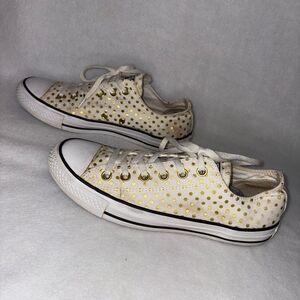 Converse All Star Sneakers Womens 9 / Mens 7 Gold Polka Dot Lace Up